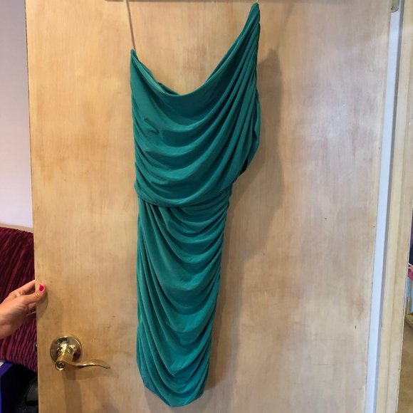 AQUA Strapless Sexy Green Slinky Dress Small - Picture 2 of 3